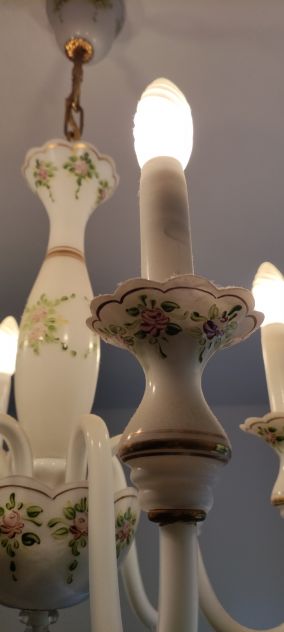 LAMPADARIO + ABAT JOUR IN PORCELLANA - Foto 3