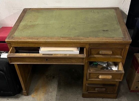 Scrivania in Legno e Piano in Pelle - Foto 3