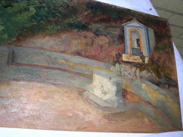 Antico quadro dell'800, dipinto ad olio su tavoletta dell’800 - Foto 5