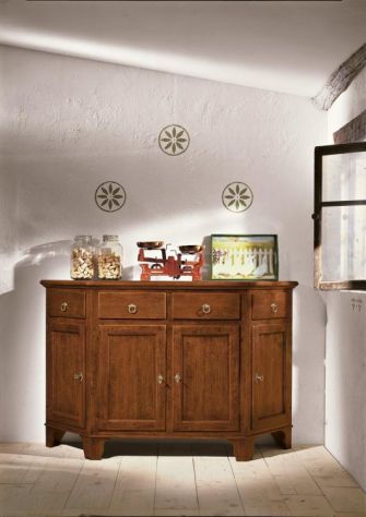 Credenza smussata 4 porte 4 cassetti arte povera cod 11522