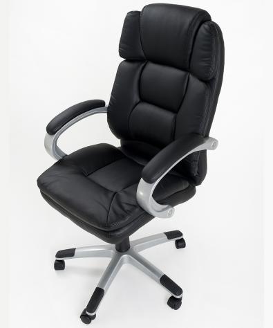 POLTRONA UFFICIO ERGONOMICA GIREVOLE IN ECOPELLE NERA - DIREZIONALE MODELLO KING - NUOVA - Foto 4