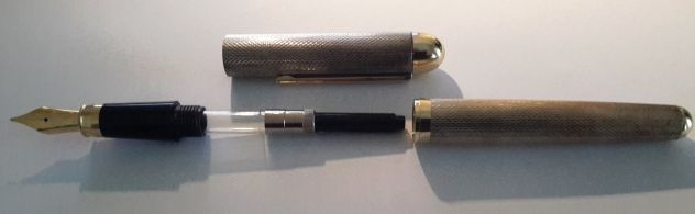 Penna Stilografica argento 925 placcata oro 471st18 caricamento a stantuffo. - Foto 9