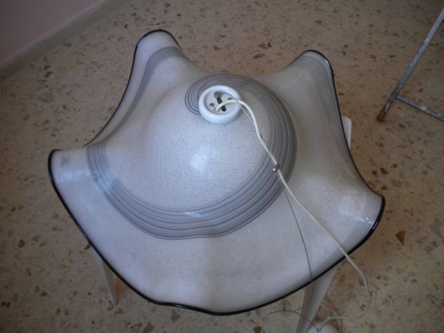 Lampadario a sospensione con coppa in vetro Murano decorato . - Foto 6
