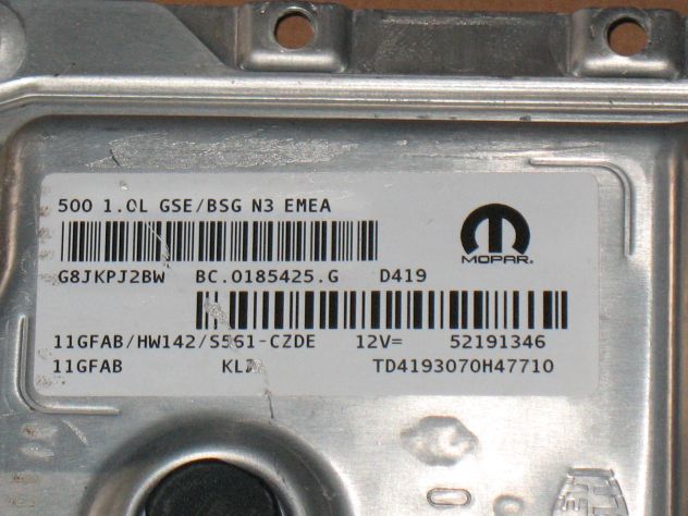 52191346 11GFAB ECU CENTRALINA MOTORE FIAT 500 1.0 52191346 11GFAB HW142 - Foto 2