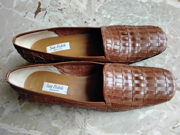 Scarpe vera pelle cuoio intrecciato De Robert n. 39