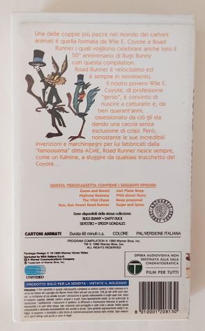 VIDEOCASSETTA VHS WILE E. COYOTE & ROAD RUNNER 2 DISTRIBUZIONE WARNER BROSS,1990 - Foto 3