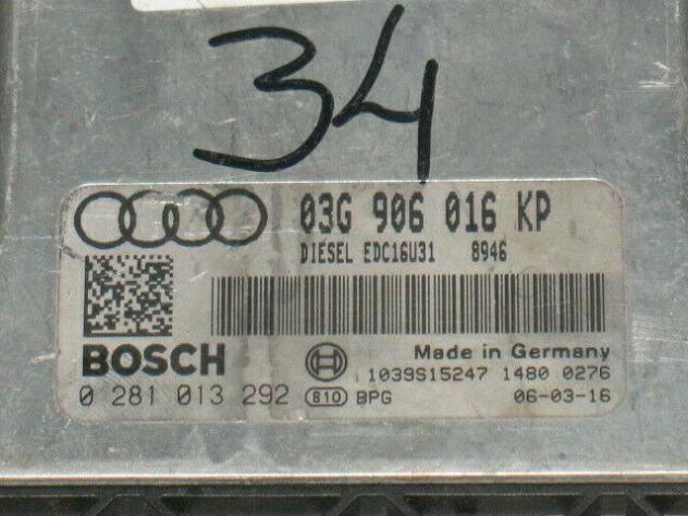 0281013292 ECU CENTRALINA AUDI A4 2.0 0281013292 03G906016KP EDC16U31 - Foto 2