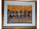 quadro spatolato corsa dei cavalli di  Orsi 56x46