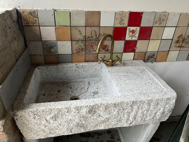Lavello lavandino con piano in pietra granito 90 cm - Foto 8