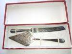 Paletta e coltello da torta antichi in Silver Plated