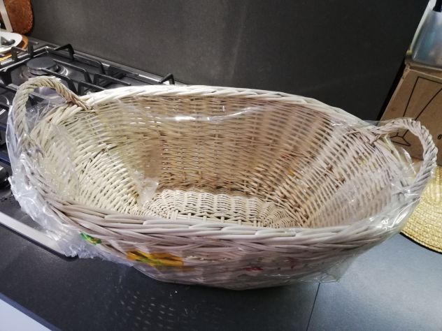 Cleafe - Cestino Porta Biancheria Oggetti In Vimini Intrecciato Bicolore 25x18x13cm 10675