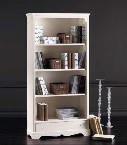 LIBRERIA GRAFFA IN LEGNO SHABBY CHIC LACCATO BIANCO ANTICATO,   Mad