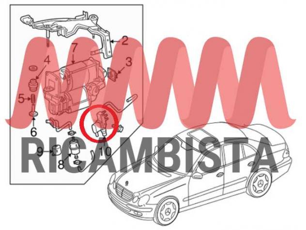 Mercedes Classe E W211 gruppo valvole compressore sospensioni A2113200158 - Foto 2