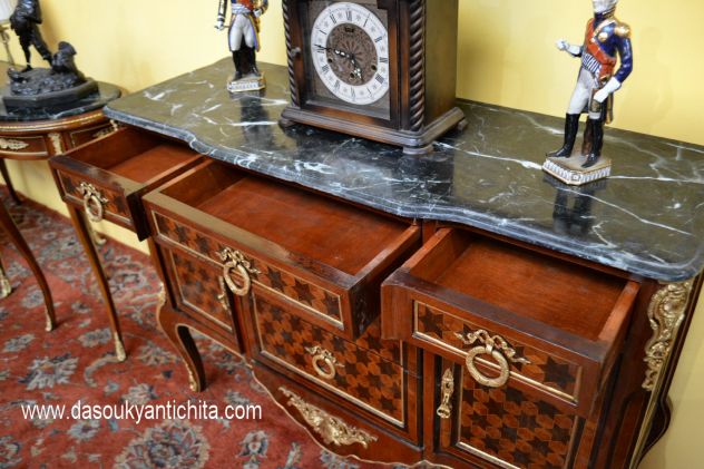 Servante stile Luigi XV transizione lastronata a marqueterie - Foto 8