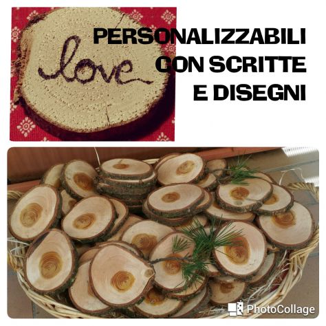 dischi  di legno rustico decoupage sottobicchieri addobbi matrimonio - Foto 2
