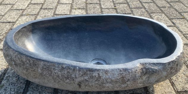 Lavabo lavandino da appoggio in pietra sasso di fiume 2 - Foto 3