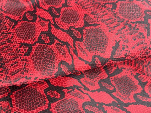 Pelle vitello stampata pitone rosso - Foto 8