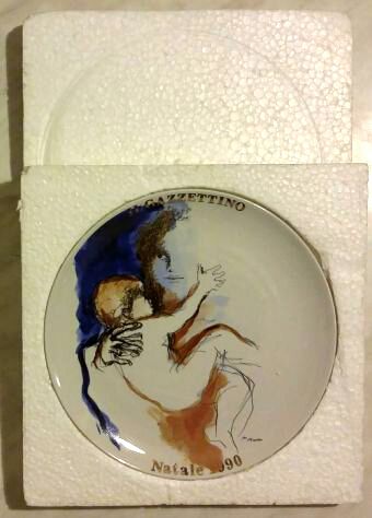 Il Gazzettino Il piatto di Natale disegno di Augusto Murer, 1990 nuovo - Foto 2