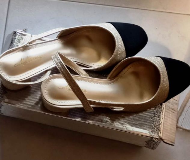Sandalo Melissa scarpa Slingback dorati a punta nera tg 40 - Foto 4