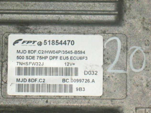 51854470 ECU CENTRALINA FIAT 500 MOTORE 1.3 51854470 MJD8DFC2 HW04P 75HP - Foto 2