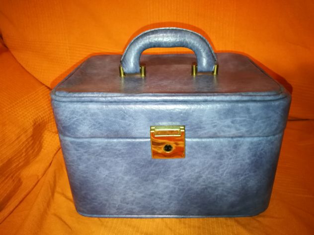 beauty case vintage blu con specchio rettangolare - Foto 5