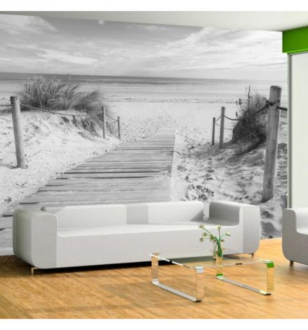 Fotomurale Adesivo In Bianco E Nero Sulla Spiaggia Arredalacasa