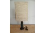 LAMPADA DA TAVOLO CON BASE IN BRONZO MASSELLO E CAPPELLO CARTA DI RISO