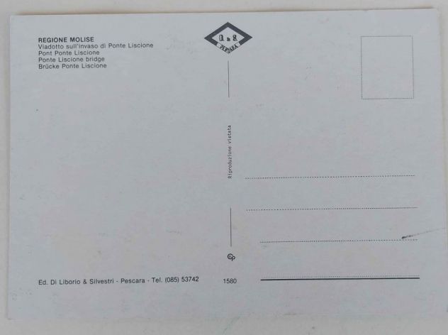Cartolina non viaggiata REGIONE MOLISE Viadotto sull'invaso di Ponte Liscione, - Foto 2