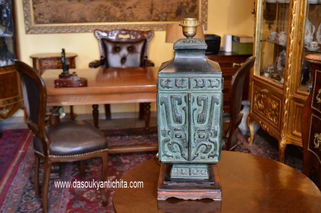 Lampada da tavolo cinese anni 60 in bronzo - Foto 5
