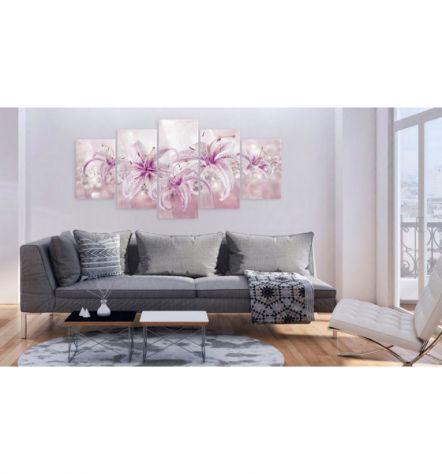 Quadro Fiori Bianchi E Rosa Cm.100x50 O 200x100 Vetro Acrilico - Foto 2