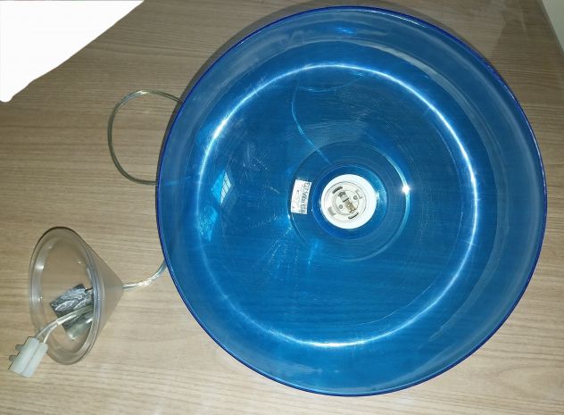 Lampadario moderno tondo, blu trasparente. - Foto 4