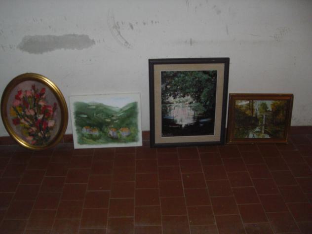 Quadri a olio stock lotto di quattro.