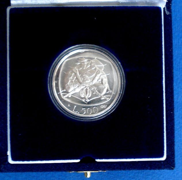 500 LIRE 1987 ARGENTO PROOF - LA FAMIGLIA - - Foto 3