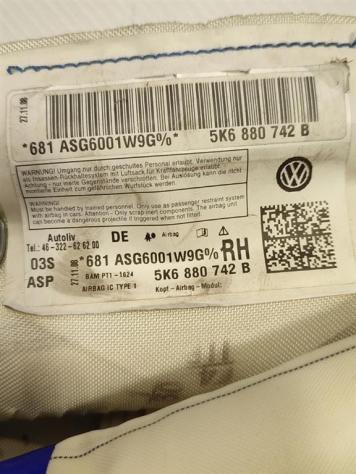 AIRBAG A TENDINA LATERALE PASSEGGERO VOLKSWAGEN Golf 6 Plus 5K6880742B (0812) - Foto 2