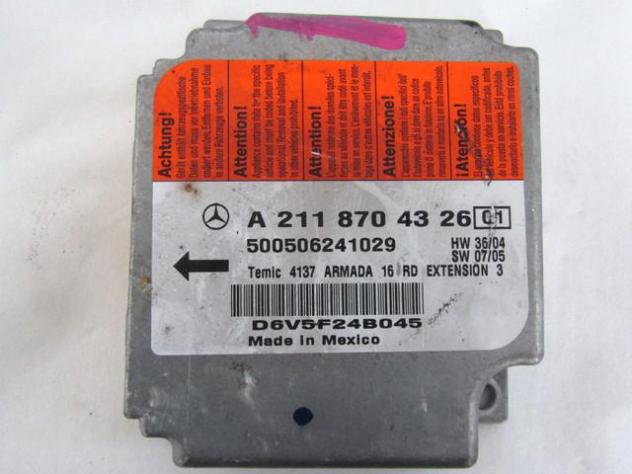 A2118704326 KIT AIRBAG MERCEDES CLASSE E 280 W211 3.0 D 140KW AUT 4P (2007) RICAMBIO USATO CON CRUSCOTTO LEGGERMENTE DANNEGGIATO (VEDI FOTO) A21186033 - Foto 5