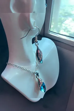 Set Collana + orecchini a monachella  blu oceano - Foto 2