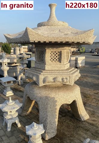 Lanterna-Giapponese Oki Gata Rokkaku Yukimi in pietra granito - Foto 10