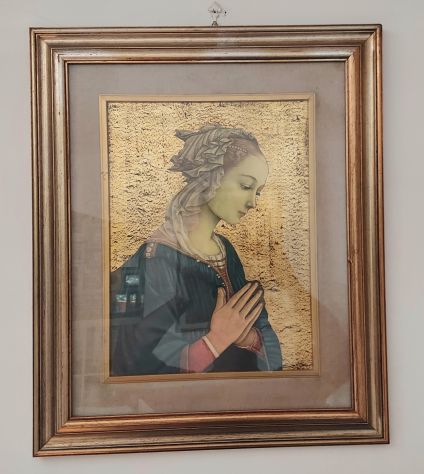 Madonna da Fra Filippo Lippi stampa su tavola,sfondo decorato foglia d'oro