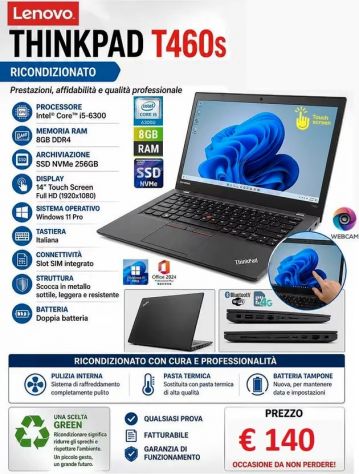 OFFERTA PC PORTATILE LENOVO 14" TOUCHSCREEN i5/8GB/SSD NVME €140 COME NUOVO