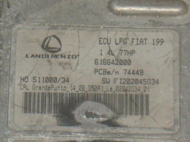 616642000 ECU LANDI RENZO G PUNTO 199 1.4 LPG GPL 616642000 SW FI202049G34 - Foto 2