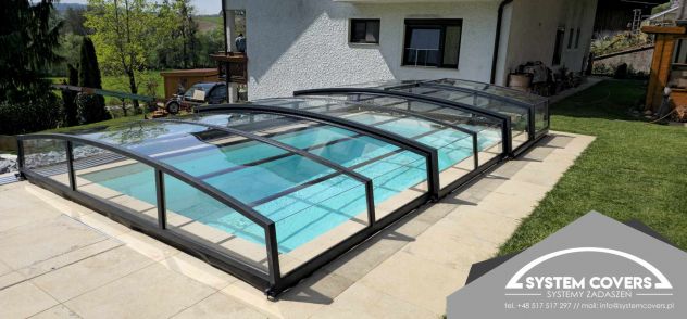 Tettoie e Coperture per Piscine, Copertura telescopica per Piscina 3,7x6,4x0,8 - Foto 6