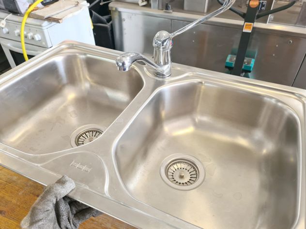 lavello due vasche a incasso in inox usato - Foto 5