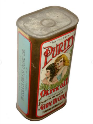 scatola di latta pubblicità olio cola fabbrica termini imerese vintage antica
