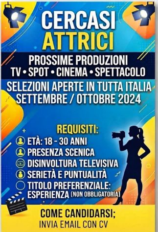 Cercasi attrici e figuranti per prossime produzioni televisive