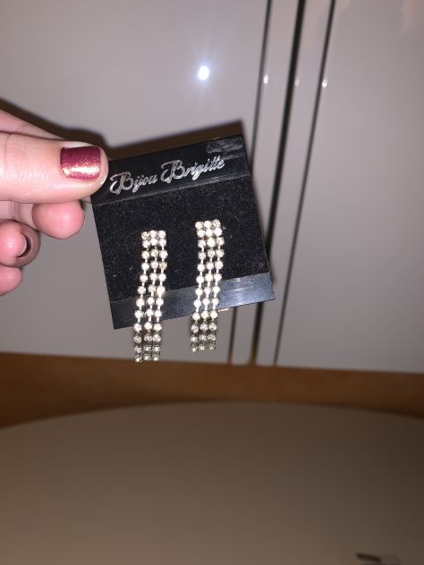 COPPIA DI ORECCHINI VINTAGE DA DONNA ANNI ‘90/2000,BIGIOTTERIA,IN METALLO E ZIRC - Foto 7