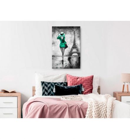 Quadro Ragazza A Parigi Col Vestito Verde ARREDALACASA - Foto 2