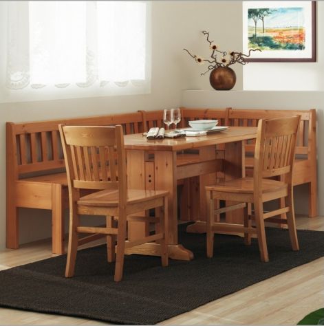 Panca angolare in legno con tavolo e sedie In stile rustico moderno Realizzata i