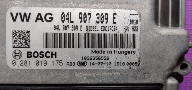 ECU VW GOLF 1.6 TDI BOSCH 0281019175 04L907309E EDC17C64 - Foto 6