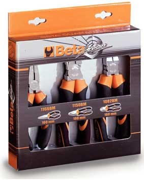 Assortimento 1 pinza universale, 1 pinza becchi e 1 tronchese Beta - Cardelli