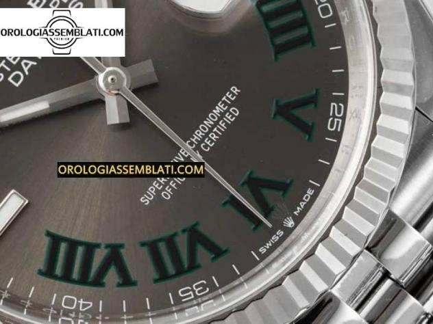Rolex Replica DATEJUST 36 126234 1:1 BEST EDITION 904L ACCIAIO GRIGIO QUADRANTE VERDE INDICI ROMANI SUL BRACCIALETTO JUBILEE 3235 - Foto 12